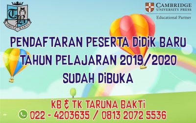 Pendaftaran Peserta Didik Baru KB & TK Taruna Bakti Tahun Pelajaran 2019/2020 Sudah Dibuka