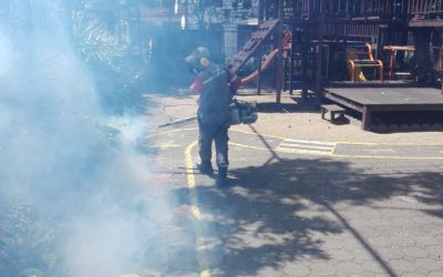 Fogging rutin di area KB & TK Taruna Bakti